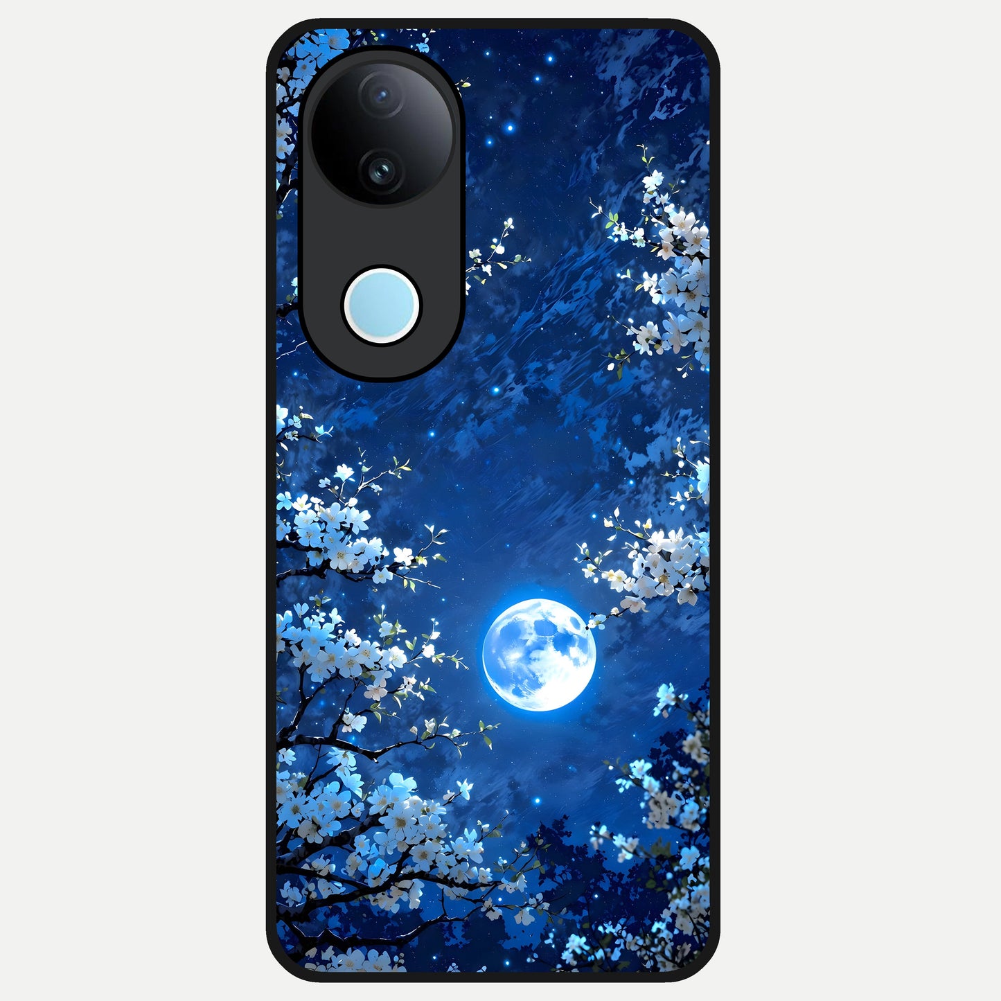  Blossom Moonlight Sky Glass Case for iQOO Z10R back cover – full design glossy printed glass finish