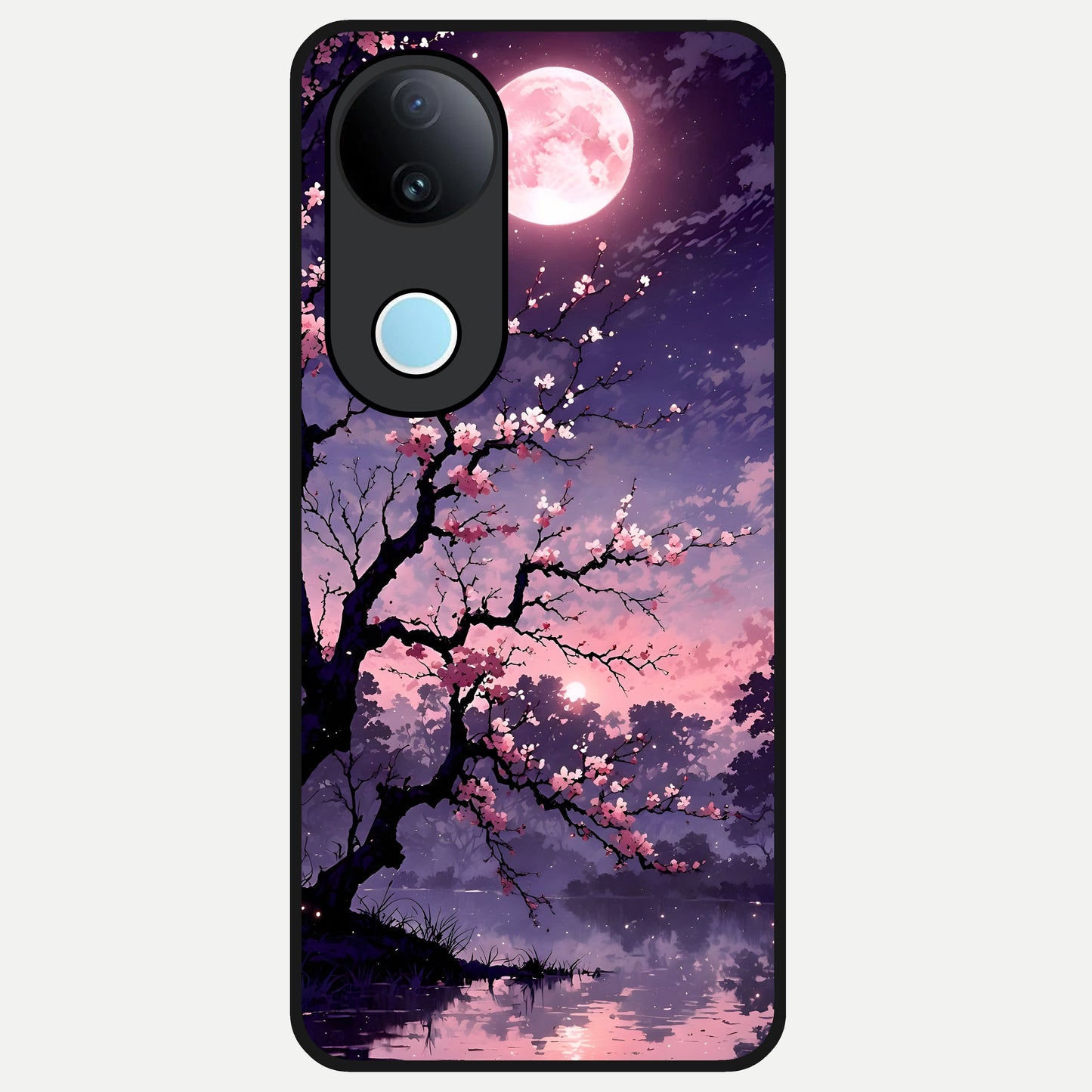  Blossom Pink Moon Glass Case for iQOO Z10R back cover – full design glossy printed glass finish