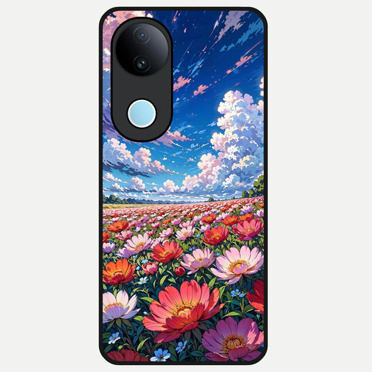  Blossom Sky Field Glass Case for  iQOO Z10R back cover – full design glossy printed glass finish