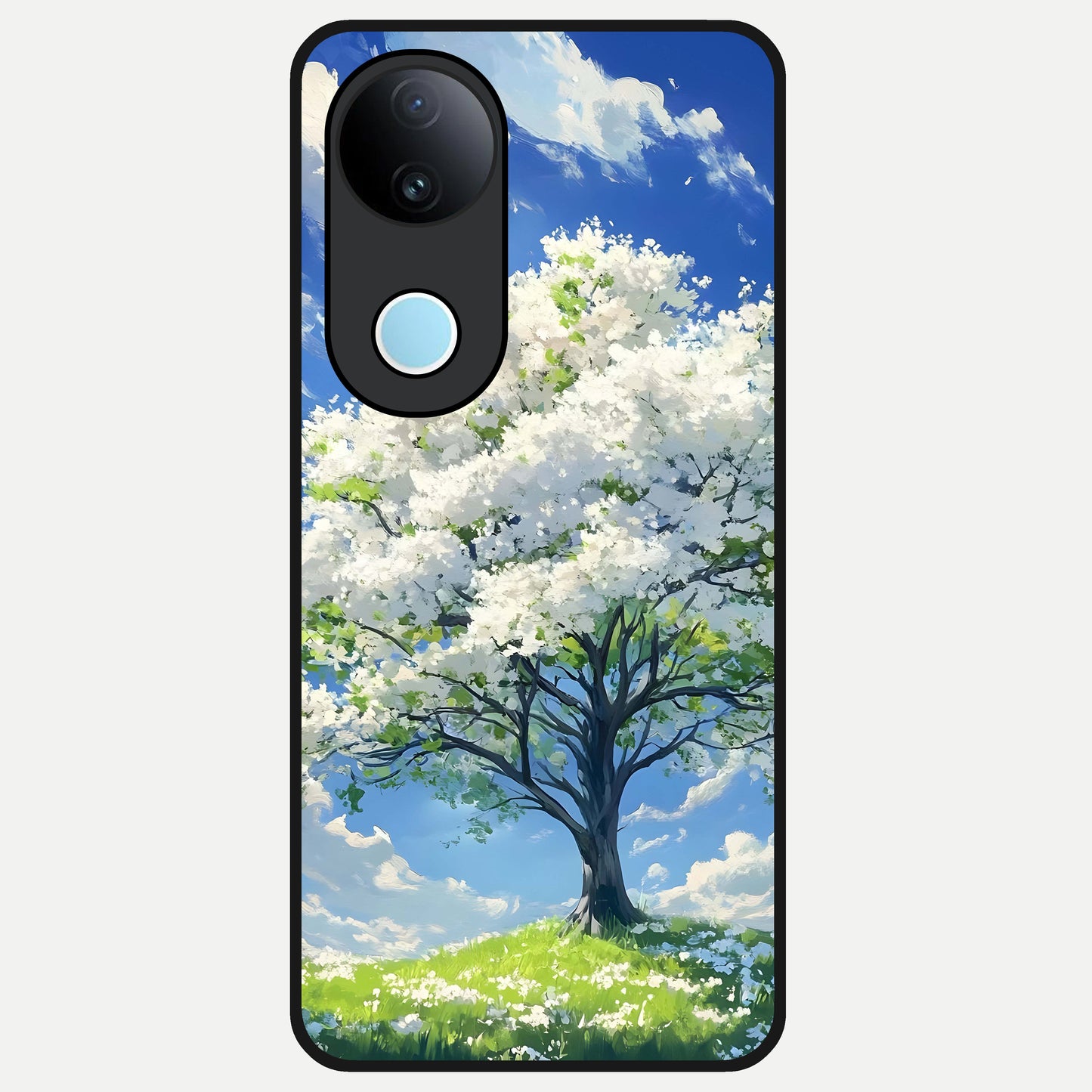  Blossom Sky Serenity Glass Case for  iQOO Z10R back cover – full design glossy printed glass finish