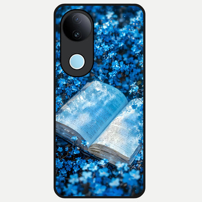  Blue Bloom Tales Glass Case for  iQOO Z10R back cover – full design glossy printed glass finish
