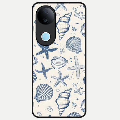  Blue Ocean Outline Glass Case for  iQOO Z10R back cover – full design glossy printed glass finish