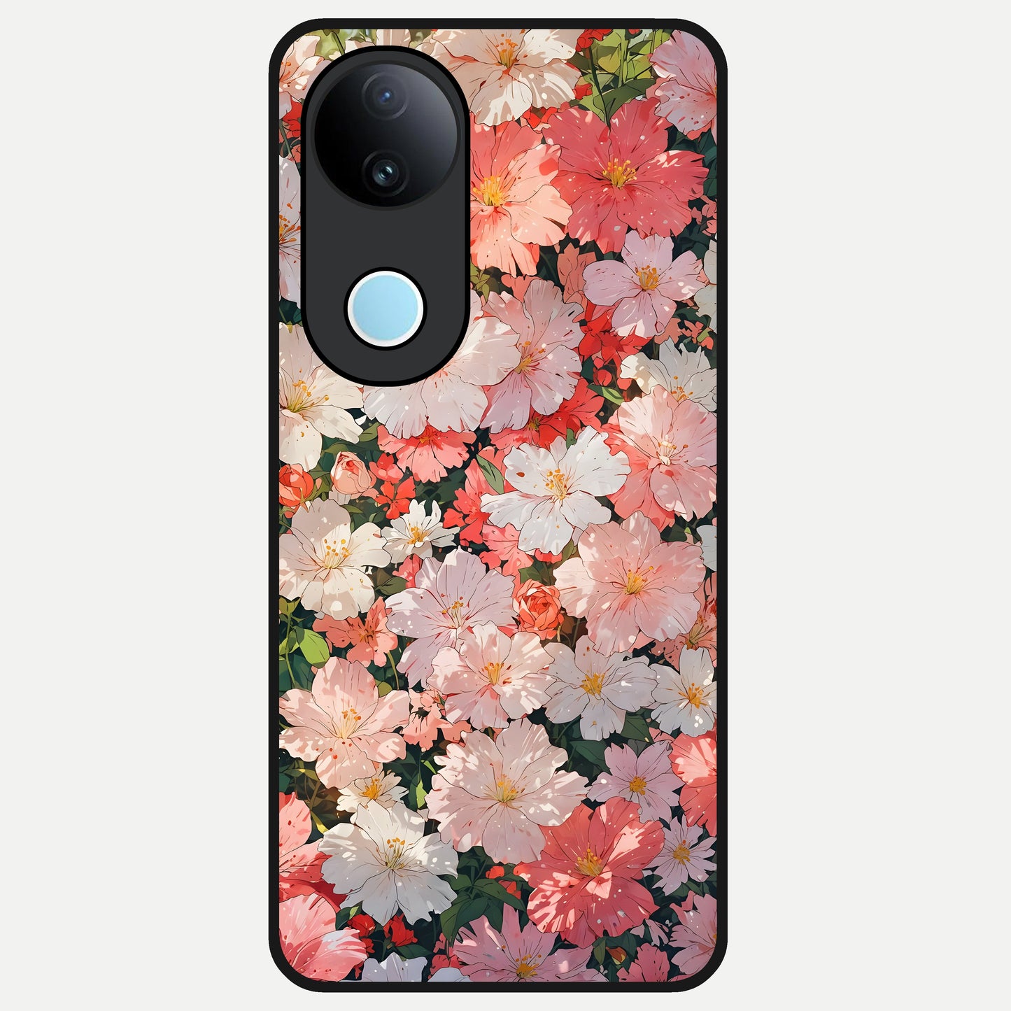 Blush Bloom Field Glass Case for  iQOO Z10R back cover – full design glossy printed glass finish
