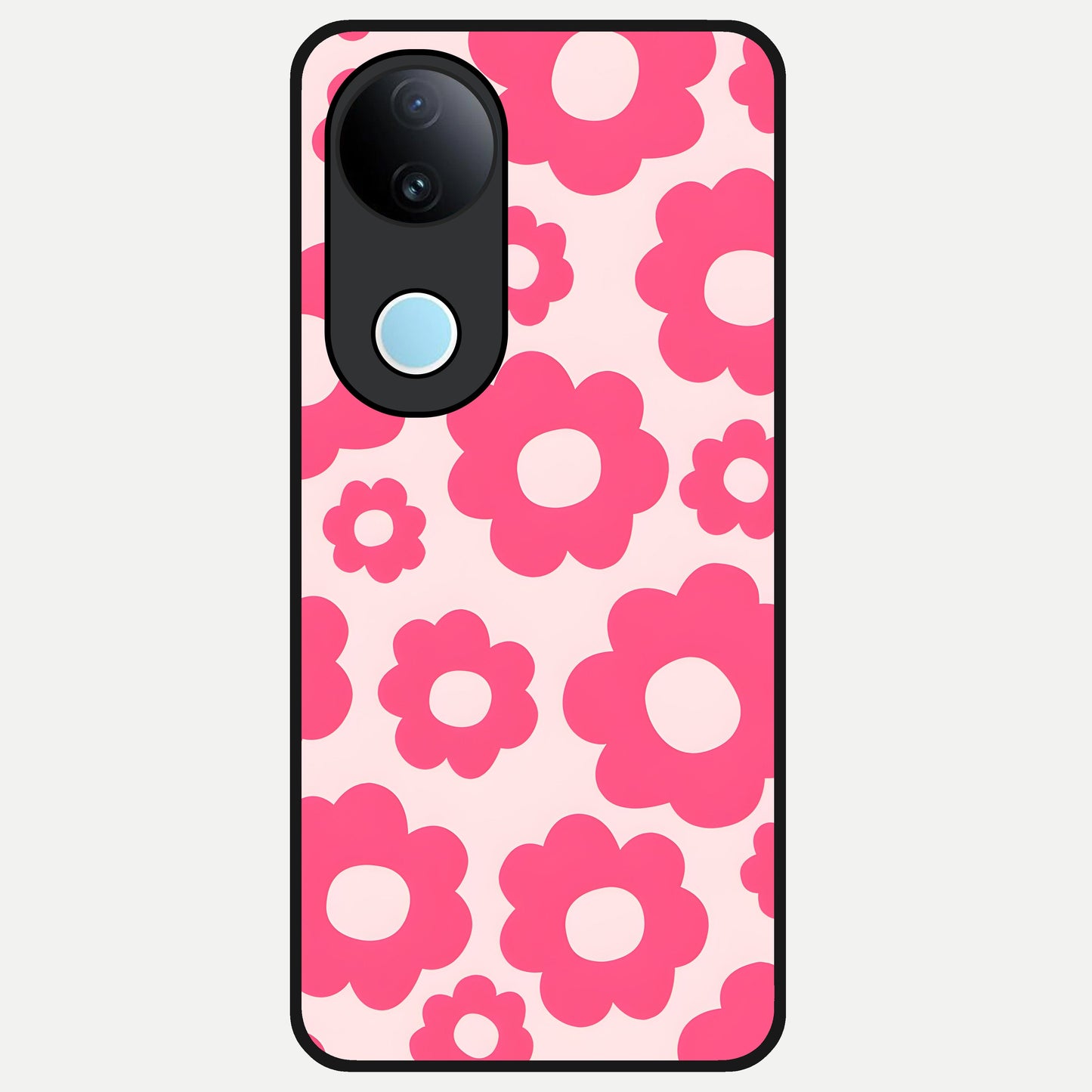  Blush Flower Pop Glass Case for iQOO Z10R back cover – full design glossy printed glass finish