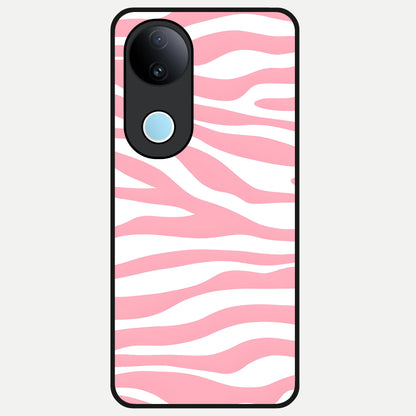  Blush Zebra Flow Glass Case for iQOO Z10R back cover – full design glossy printed glass finish
