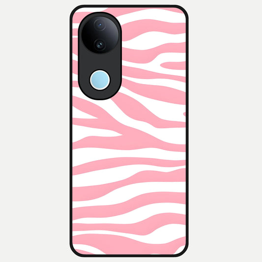  Blush Zebra Flow Glass Case for  iQOO Z10R back cover – full design glossy printed glass finish
