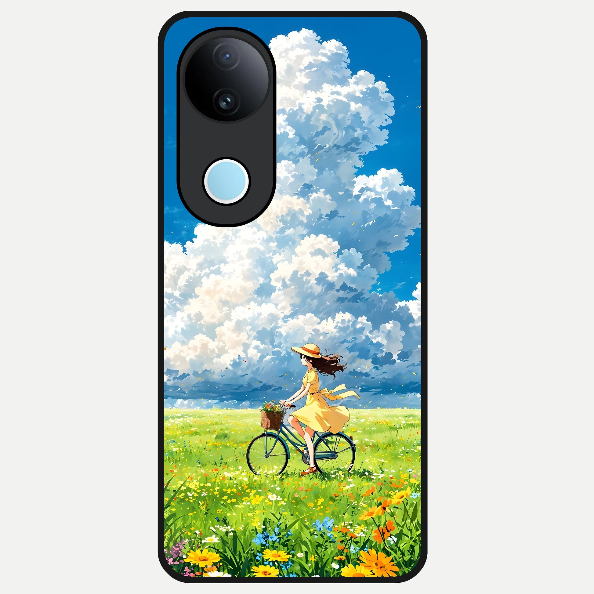  Breezy Meadow Ride Glass Case for  iQOO Z10R back cover – full design glossy printed glass finish