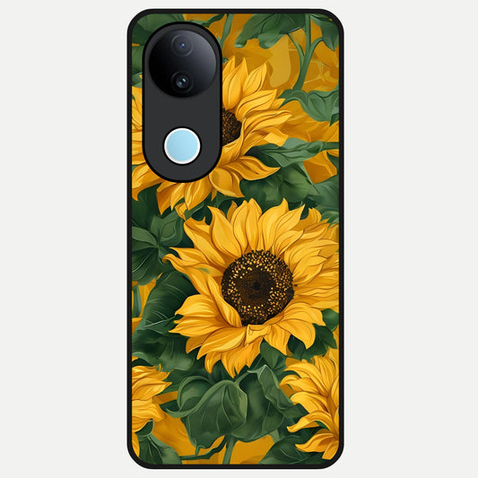  Bright Sunflower Bloom Glass Case for  iQOO Z10R back cover – full design glossy printed glass finish