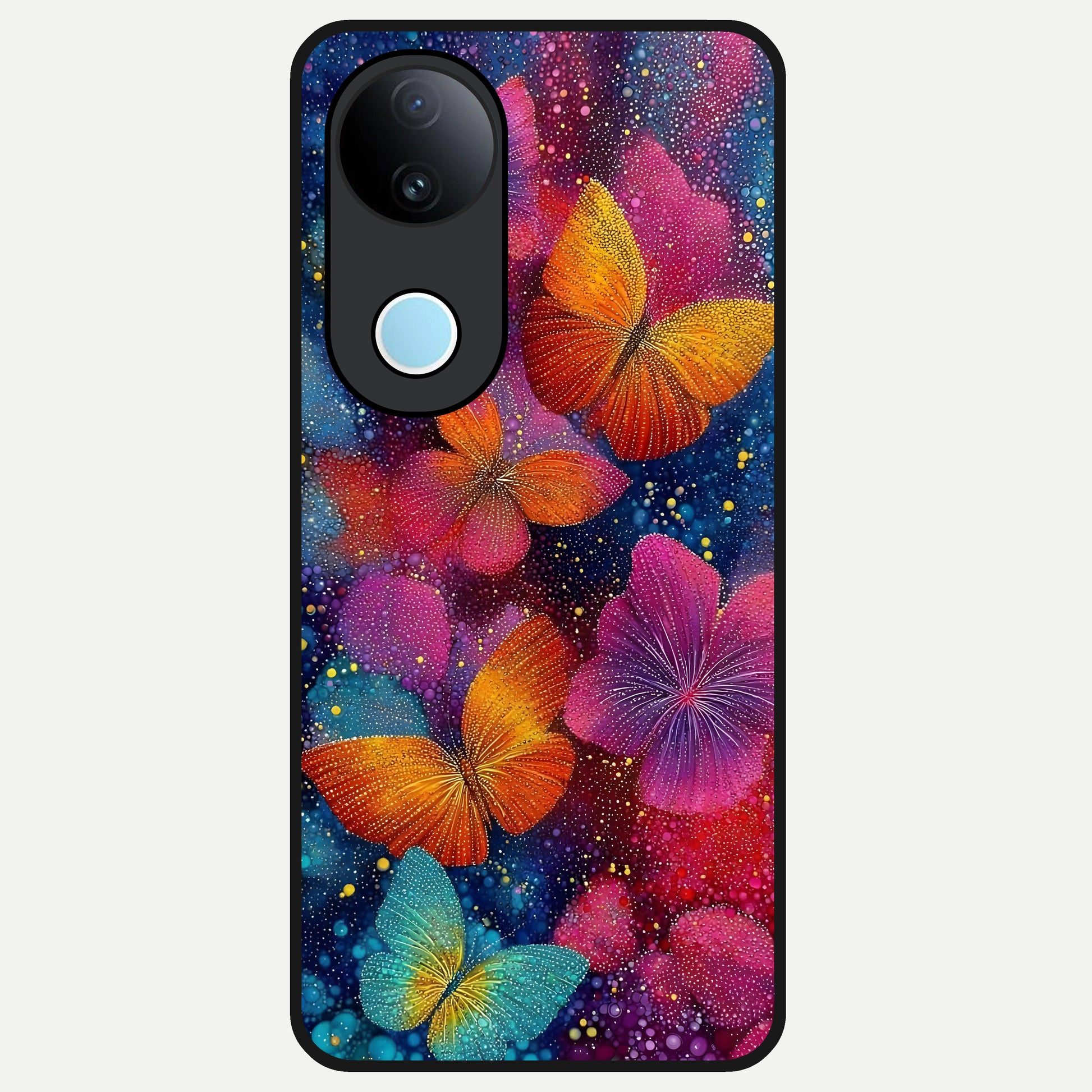  Butterfly Dream Mist Glass Case for  iQOO Z10R back cover – full design glossy printed glass finish