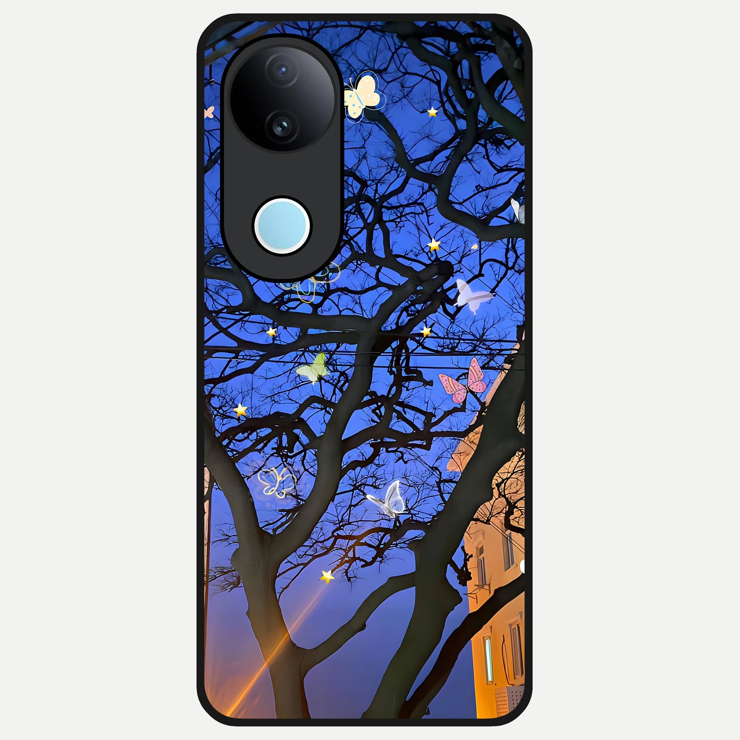  Butterfly Night Magic Glass Case for iQOO Z10R back cover – full design glossy printed glass finish