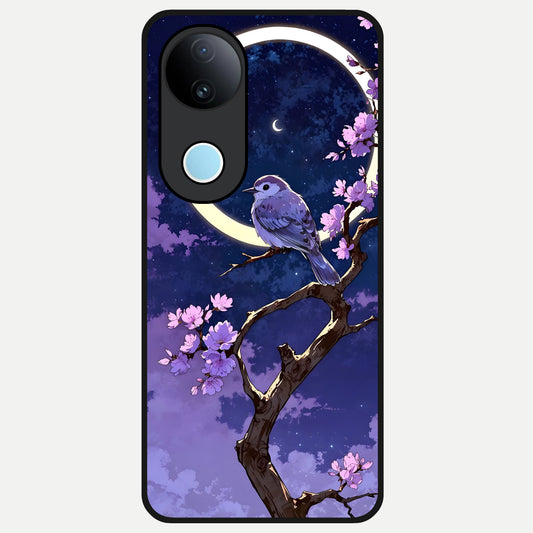  Celestial Bird Blossom Glass Case for  iQOO Z10R back cover – full design glossy printed glass finish