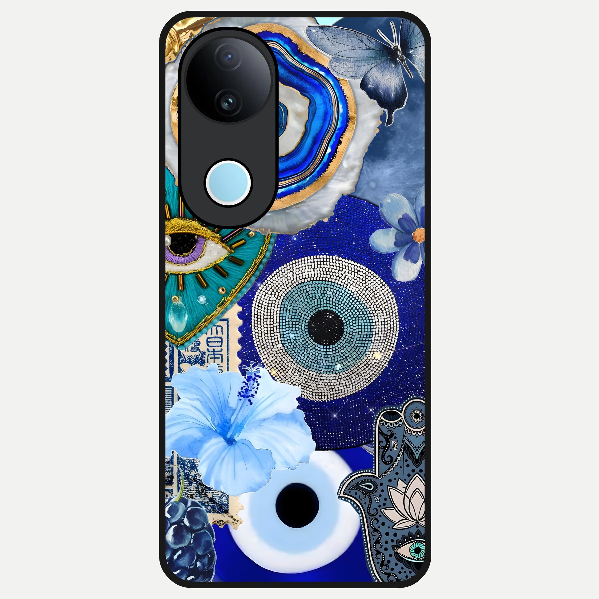  Celestial Blue Vision Glass Case for iQOO Z10R back cover – full design glossy printed glass finish