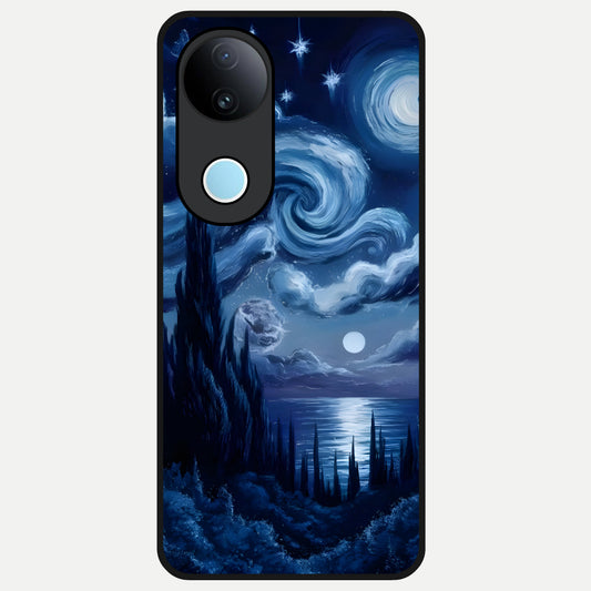  Celestial Dream Van Gogh Glass Case for iQOO Z10R back cover – full design glossy printed glass finish