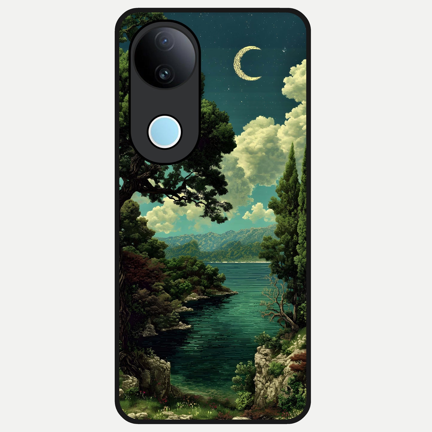  Celestial Lake Peace Glass Case for iQOO Z10R back cover – full design glossy printed glass finish