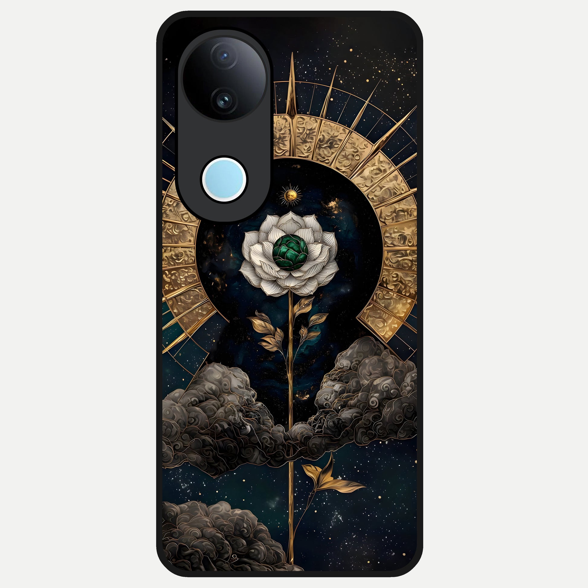  Celestial Lotus Morang Glass Case for  iQOO Z10R back cover – full design glossy printed glass finish