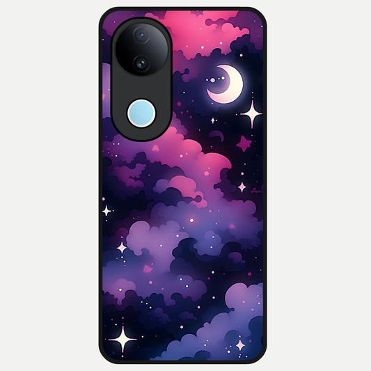  Celestial Moon Magic Glass Case for iQOO Z10R back cover – full design glossy printed glass finish