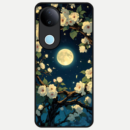  Celestial Moon And Flower Glass Case for iQOO Z10R back cover – full design glossy printed glass finish