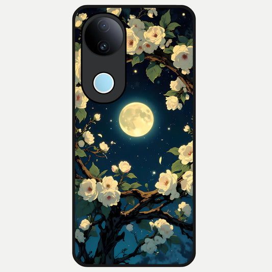  Celestial Moon And Flower Glass Case for iQOO Z10R back cover – full design glossy printed glass finish