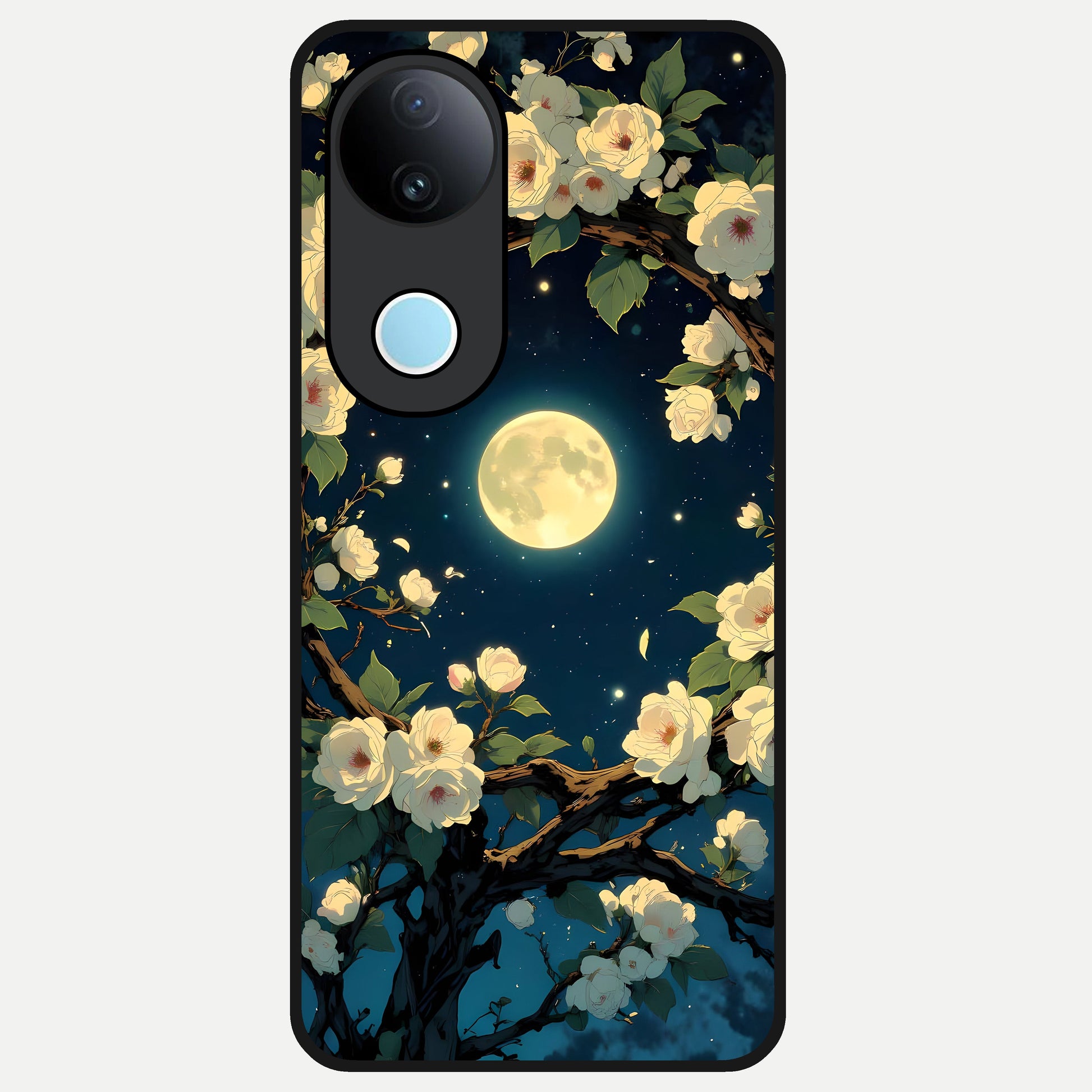  Celestial Moon And Flower Glass Case for  iQOO Z10R back cover – full design glossy printed glass finish