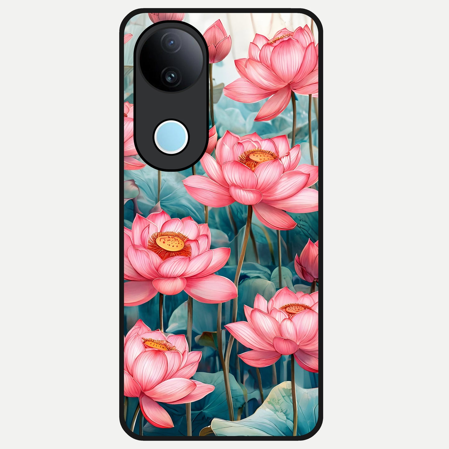  Celestial Pink Lotus Glass Case for iQOO Z10R back cover – full design glossy printed glass finish