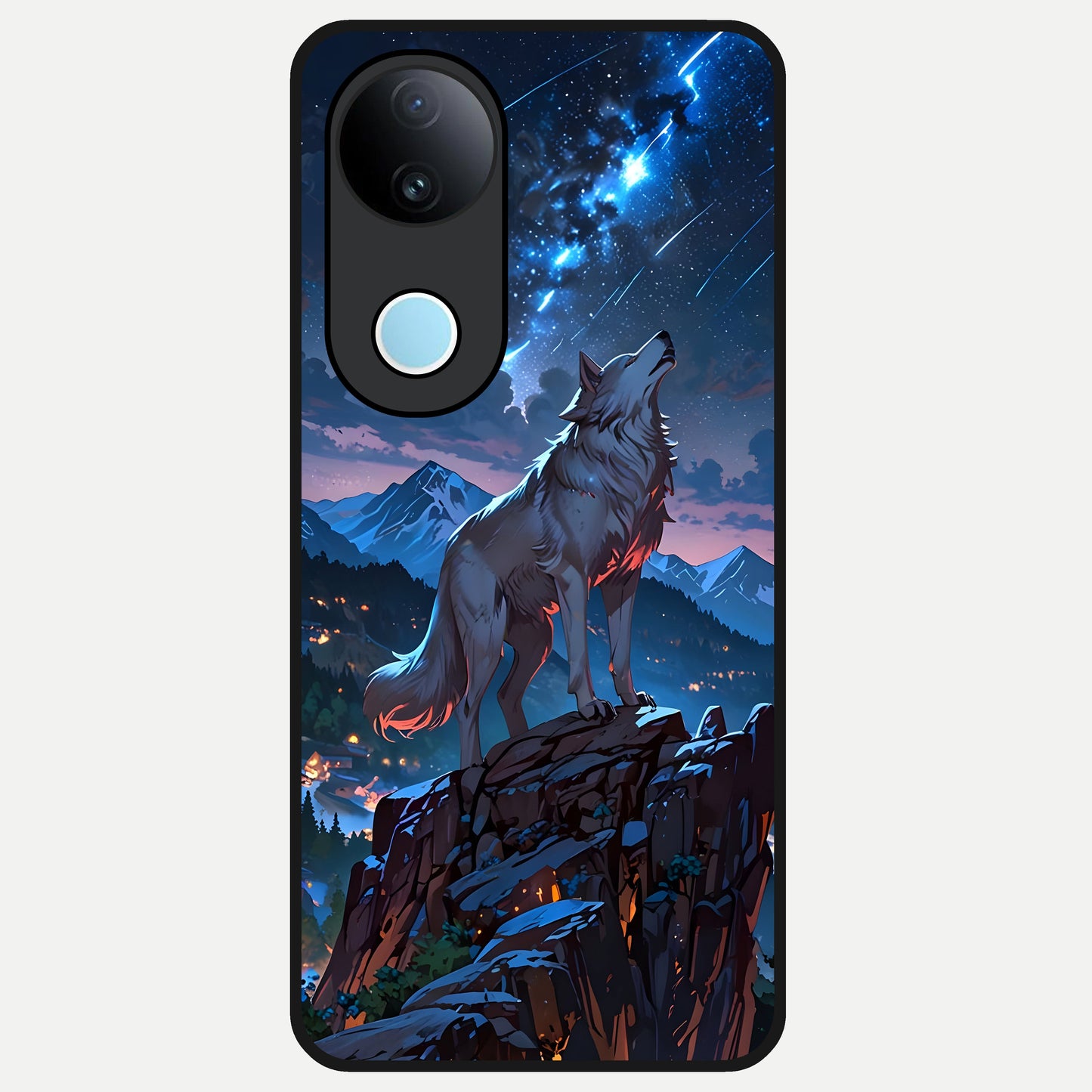  Celestial Wolf Howl Glass Case for  iQOO Z10R back cover – full design glossy printed glass finish