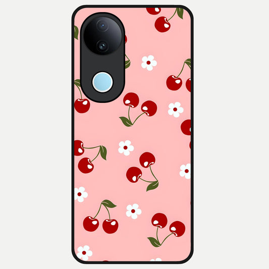  Cherry Love Mood Glass Case for iQOO Z10R back cover – full design glossy printed glass finish