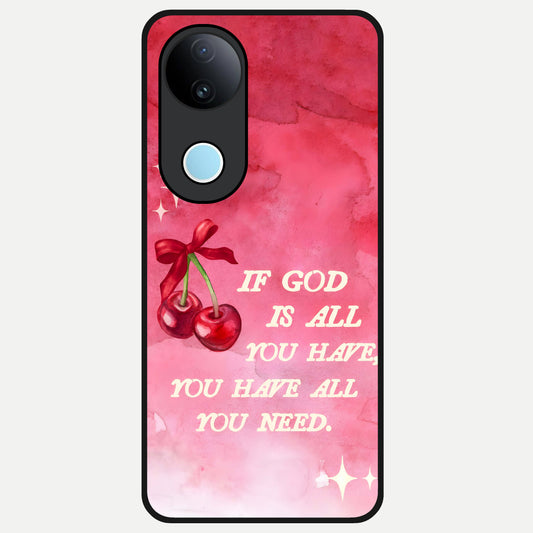  Cherry Quote Glass Case for iQOO Z10R back cover – full design glossy printed glass finish