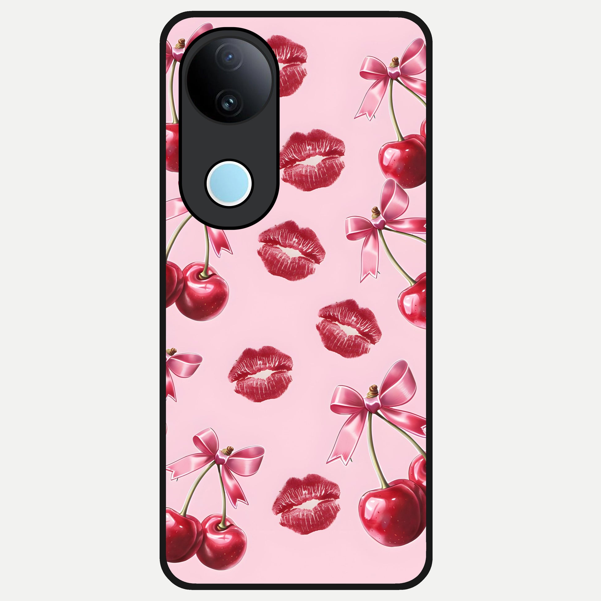  Cherry With Lips Glass Case for  iQOO Z10R back cover – full design glossy printed glass finish