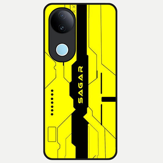 Circuit CYBERPUNK Custom Name Glass Case for  iQOO Z10R back cover – full design glossy printed glass finish