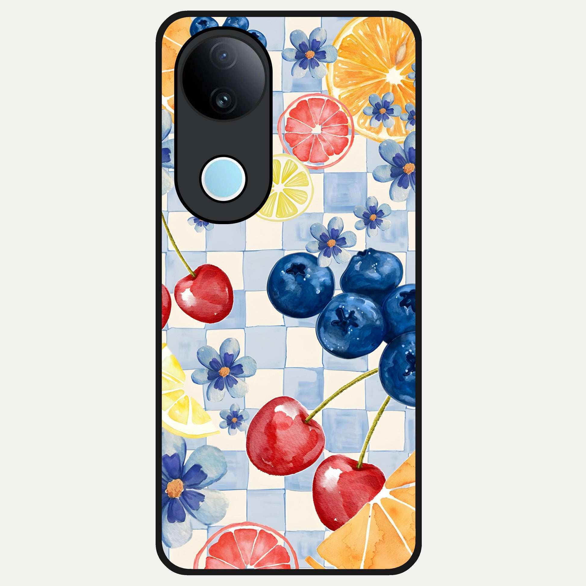  Citrus Bloom Joy Glass Case for iQOO Z10R back cover – full design glossy printed glass finish