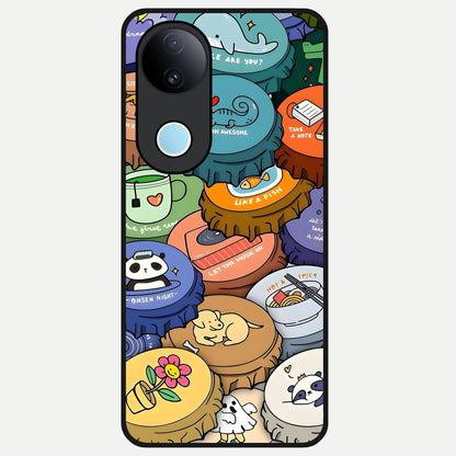  Coins Patterns Glass Case for  iQOO Z10R back cover – full design glossy printed glass finish