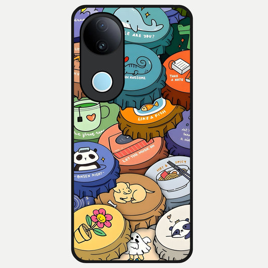  Coins Patterns Glass Case for  iQOO Z10R back cover – full design glossy printed glass finish