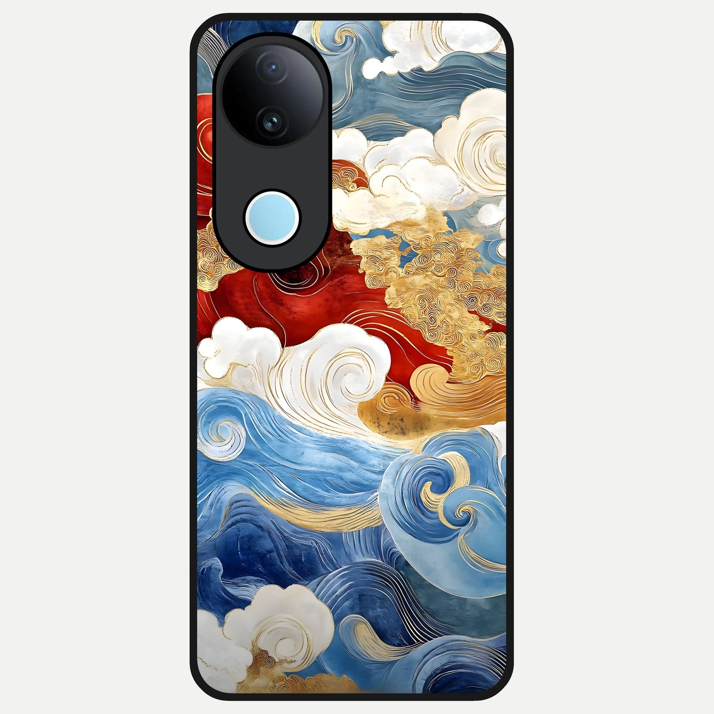  Colored Waves Glass Case for iQOO Z10R back cover – full design glossy printed glass finish