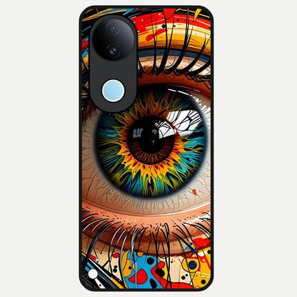  Colorful Eye Glass Case for iQOO Z10R back cover – full design glossy printed glass finish