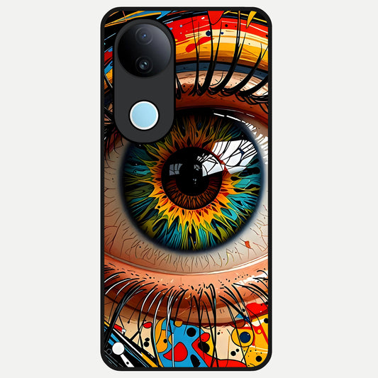  Colorful Eye Glass Case for iQOO Z10R back cover – full design glossy printed glass finish
