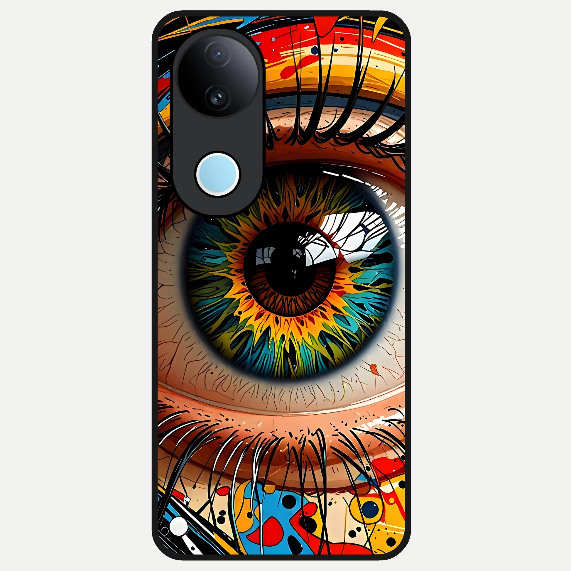  Colorful Eye Glass Case for  iQOO Z10R back cover – full design glossy printed glass finish
