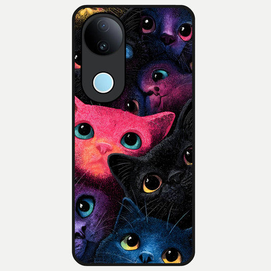  Cosmic Cats Dreams Glass Case for iQOO Z10R back cover – full design glossy printed glass finish