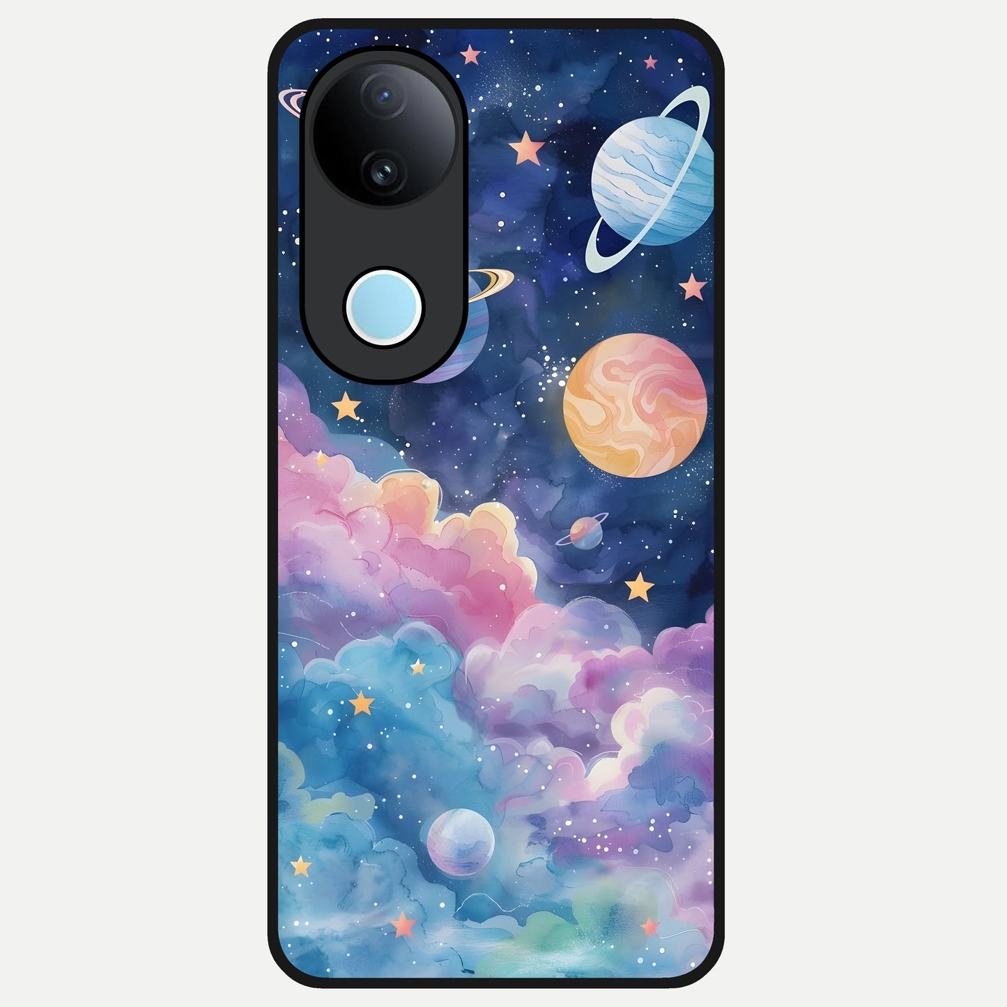  Cosmic Planet Dreams Glass Case for  iQOO Z10R back cover – full design glossy printed glass finish