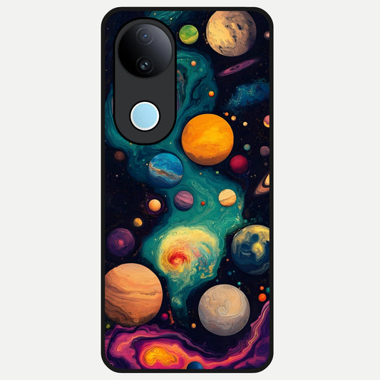  Cosmic Planet Journey Glass Case for iQOO Z10R back cover – full design glossy printed glass finish