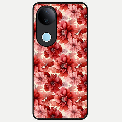  Crimson Love Petals Glass Case for iQOO Z10R back cover – full design glossy printed glass finish