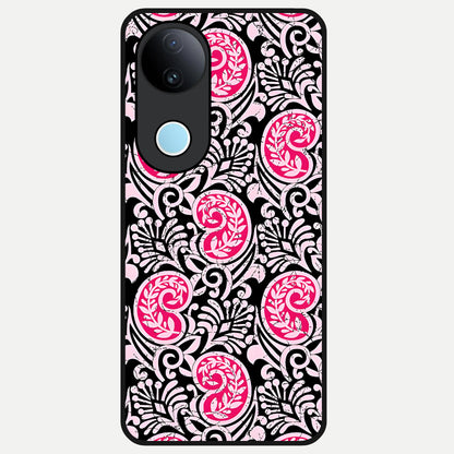  Crimson Paisley Charm Glass Case for  iQOO Z10R back cover – full design glossy printed glass finish
