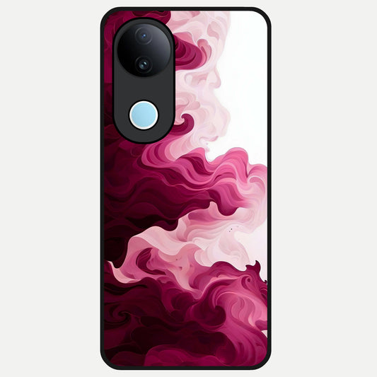  Crimson Wave Flow Glass Case for iQOO Z10R back cover – full design glossy printed glass finish