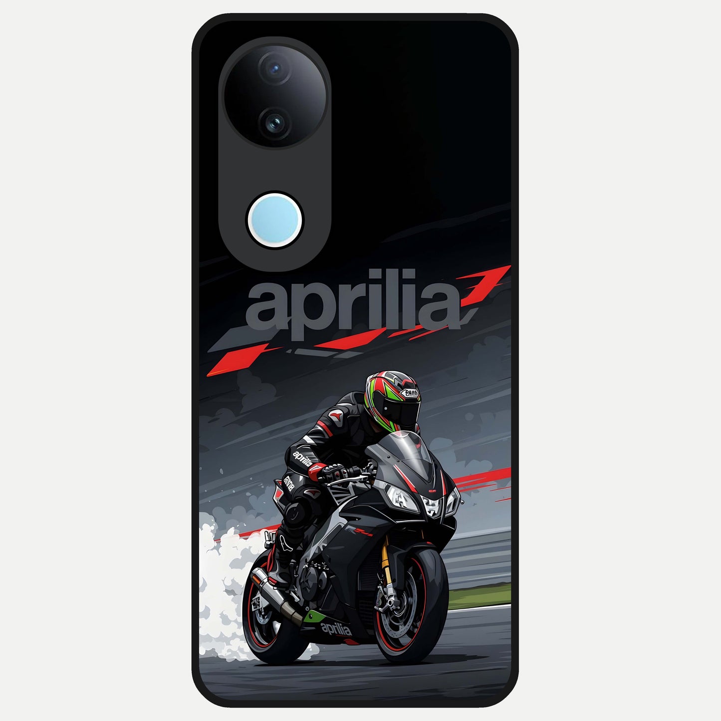  Dark Aprilla Glass Case for  iQOO Z10R back cover – full design glossy printed glass finish