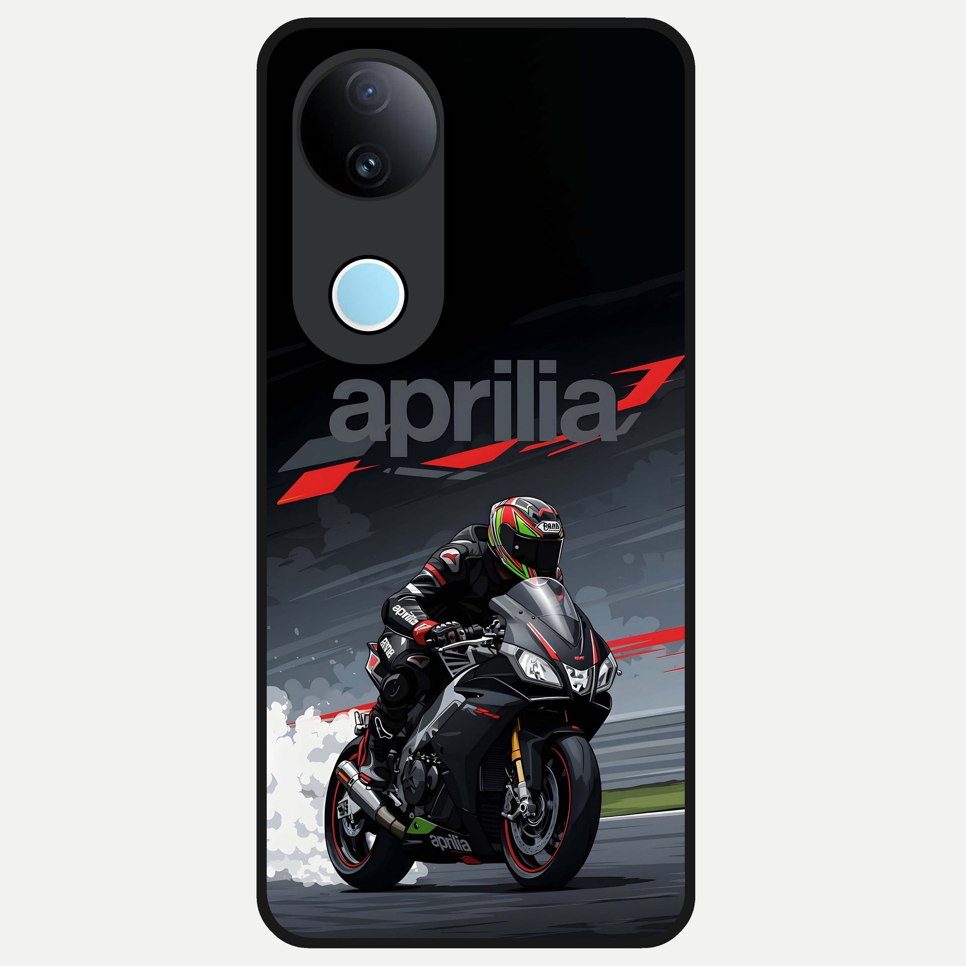  Dark Aprilla Glass Case for  iQOO Z10R back cover – full design glossy printed glass finish