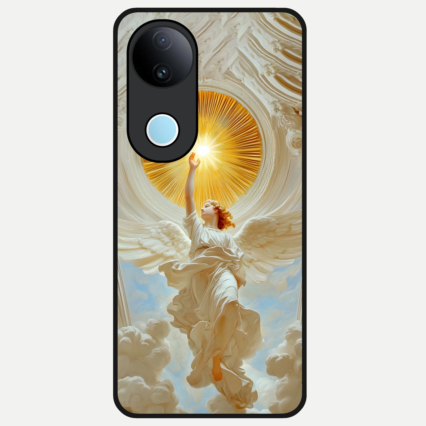  Divine Light Angel Glass Case for  iQOO Z10R back cover – full design glossy printed glass finish