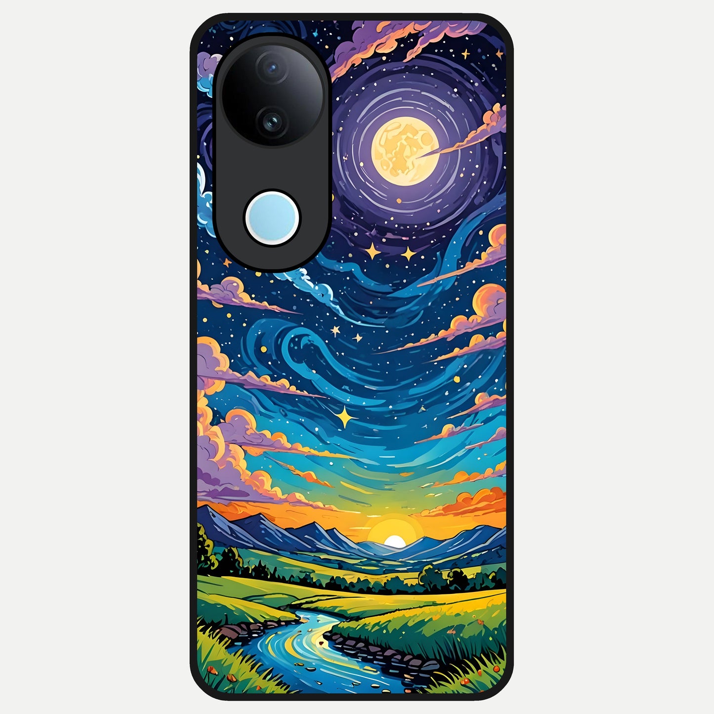  Dreamy Night Landscape Glass Case for  iQOO Z10R back cover – full design glossy printed glass finish