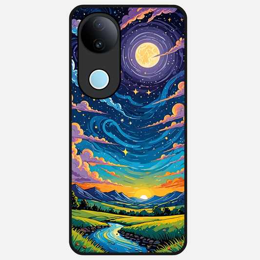  Dreamy Night Landscape Glass Case for  iQOO Z10R back cover – full design glossy printed glass finish