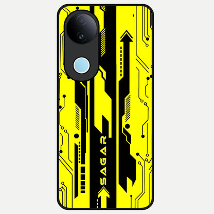  Electric Pulse CYBERPUNK Custom Name Glass Case for  iQOO Z10R back cover – full design glossy printed glass finish