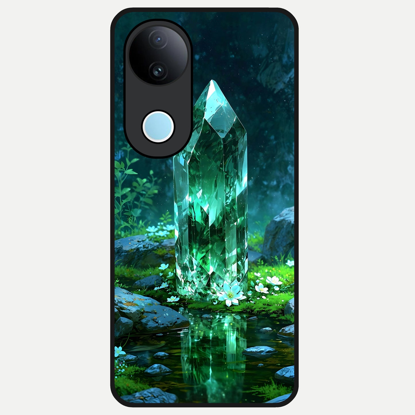  Emerald Light Crystal Glass Case for iQOO Z10R back cover – full design glossy printed glass finish