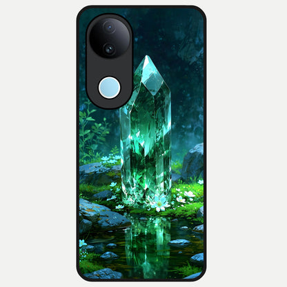  Emerald Light Crystal Glass Case for  iQOO Z10R back cover – full design glossy printed glass finish